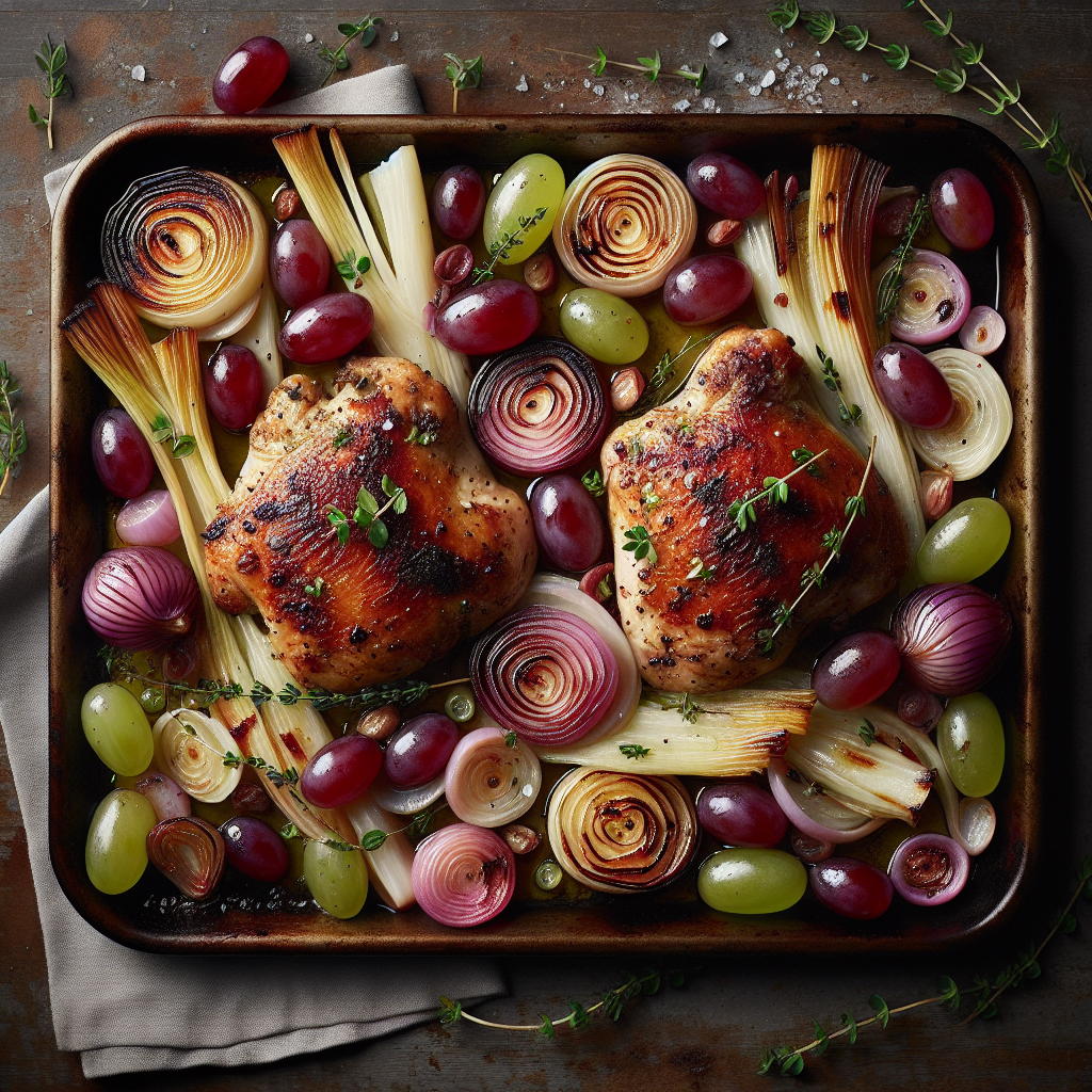Sheet-Pan Balsamic Chicken with Roasted Fennel, Grapes & Shallots