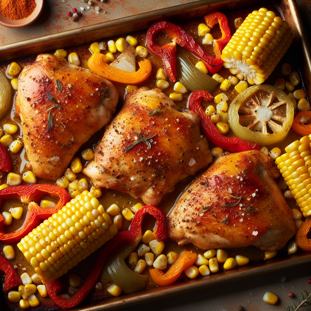 Sheet-Pan Cajun Chicken with Roasted Sweet Corn & Bell Peppers