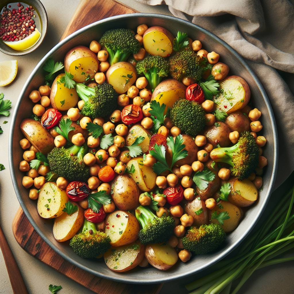 Sheet-Pan Chimichurri-Style Instant Pot Chickpeas with Roasted Baby Potatoes & Broccoli
