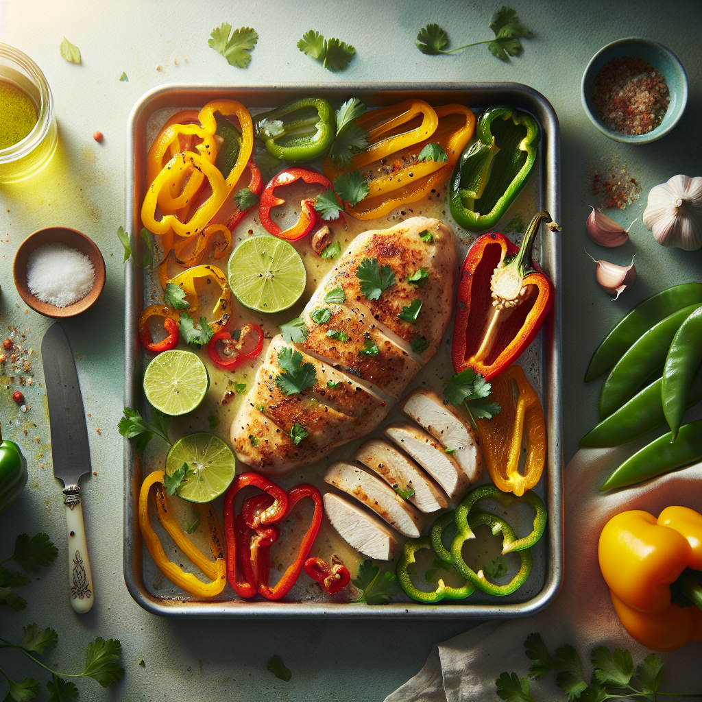 Sheet-Pan Coconut-Lime Chicken with Roasted Bell Peppers & Snap Peas