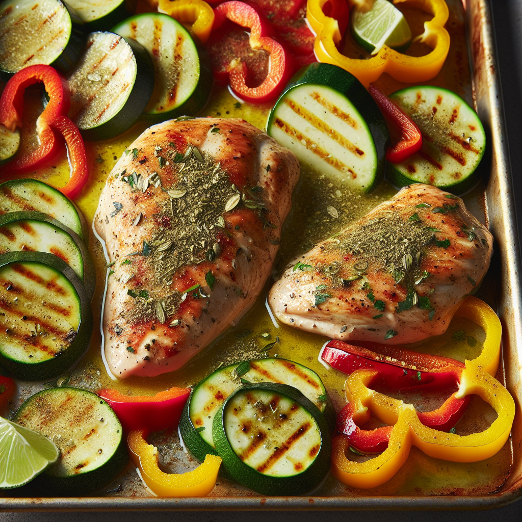 Sheet-Pan Coriander-Lime Chicken with Roasted Bell Peppers & Zucchini