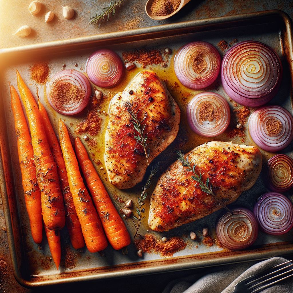 Sheet-Pan Cumin-Spiced Chicken with Roasted Carrots & Red Onions