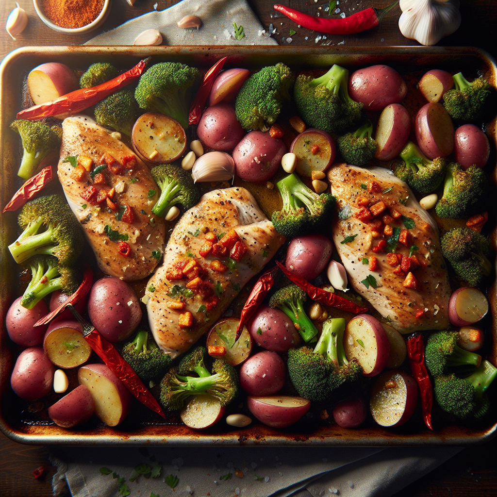 Sheet-Pan Garlic-Chili Chicken with Roasted Broccoli & Red Potatoes