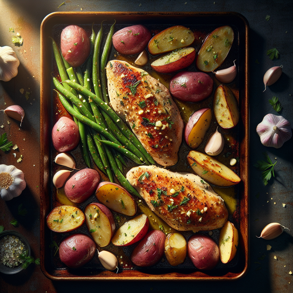 Sheet-Pan Garlic-Herb Chicken with Roasted Red Potatoes & Green Beans