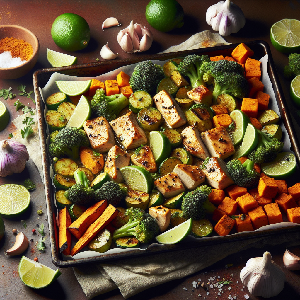 Sheet-Pan Garlic-Lime Chicken with Roasted Broccoli & Sweet Potatoes (Vegetarian Instant Pot Version)