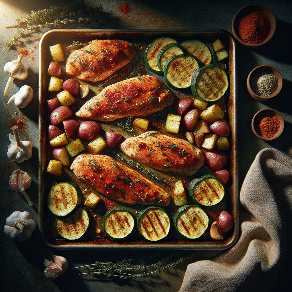 Sheet-Pan Garlic-Paprika Chicken with Roasted Zucchini & Red Potatoes