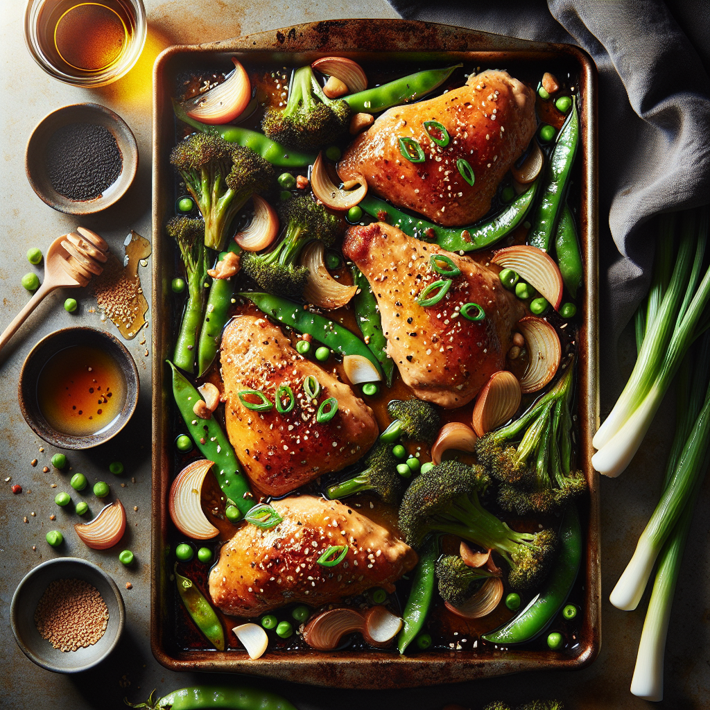 Sheet-Pan Ginger-Scallion Chicken with Roasted Broccoli & Snap Peas