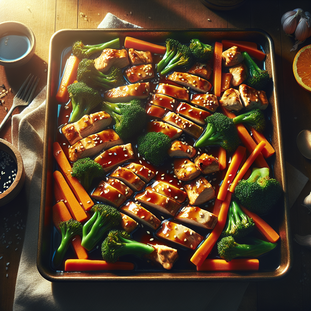 Sheet-Pan Ginger-Sesame 'Chicken' with Roasted Broccoli & Carrots