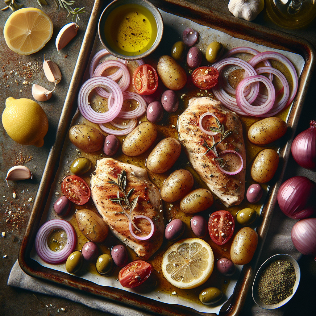 Sheet-Pan Greek Chicken with Roasted Lemon Potatoes & Kalamata Olives