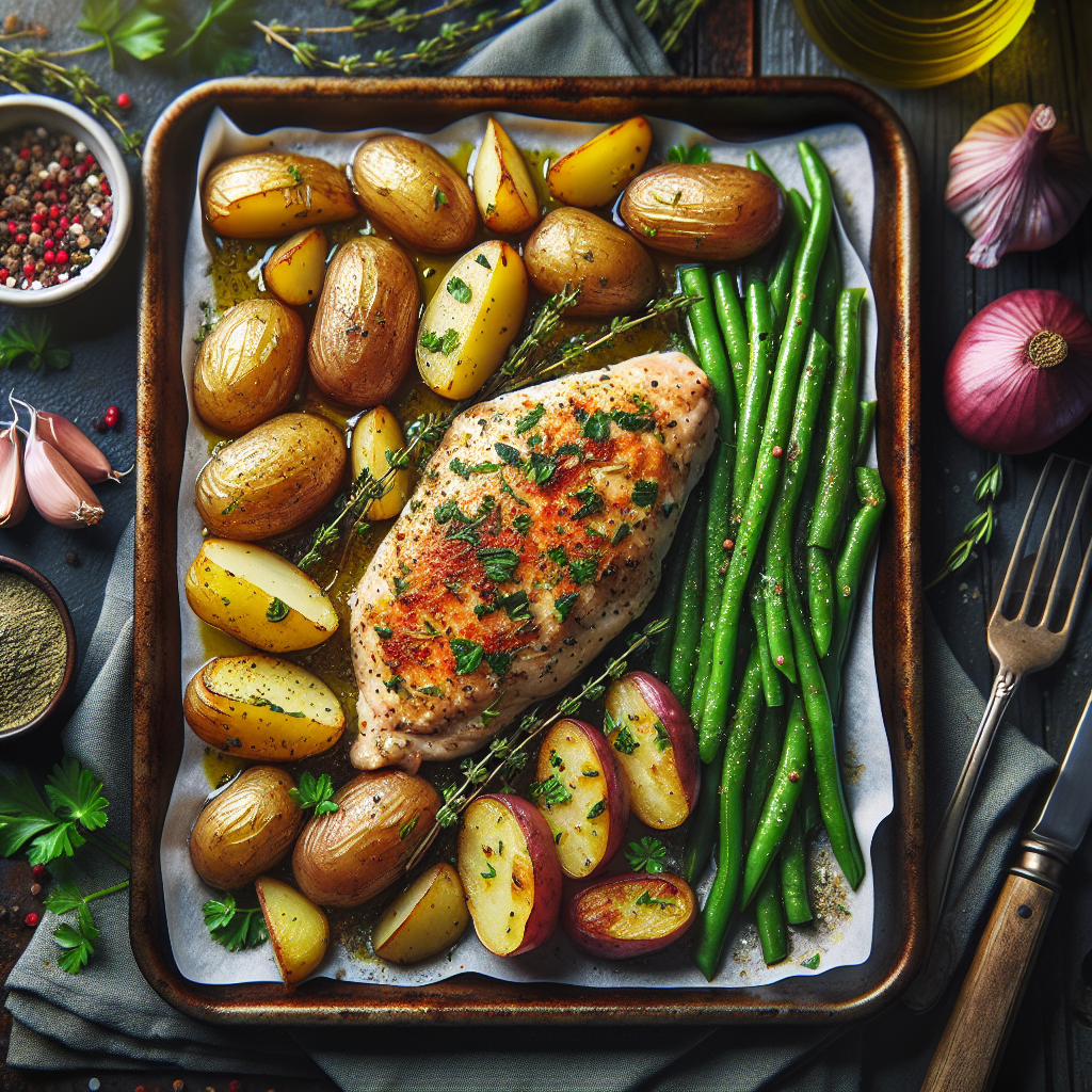 Sheet-Pan Herb-Crusted Chicken with Roasted Baby Potatoes & Green Beans