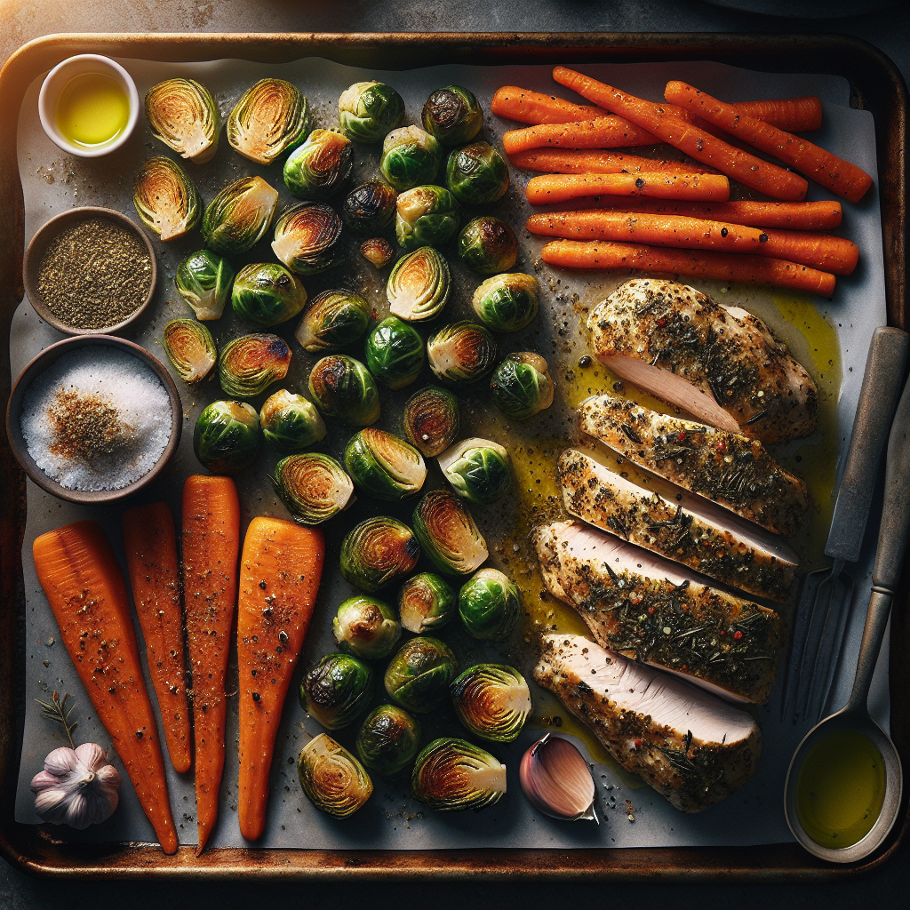 Sheet-Pan Herb-Crusted Chicken with Roasted Brussels Sprouts & Carrots