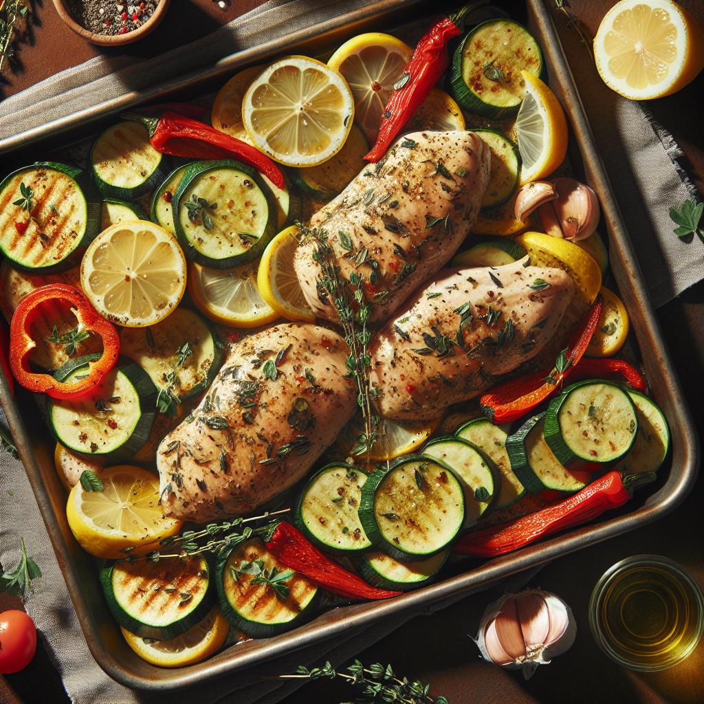 Sheet-Pan Herb-Lemon Chicken with Roasted Zucchini & Red Peppers