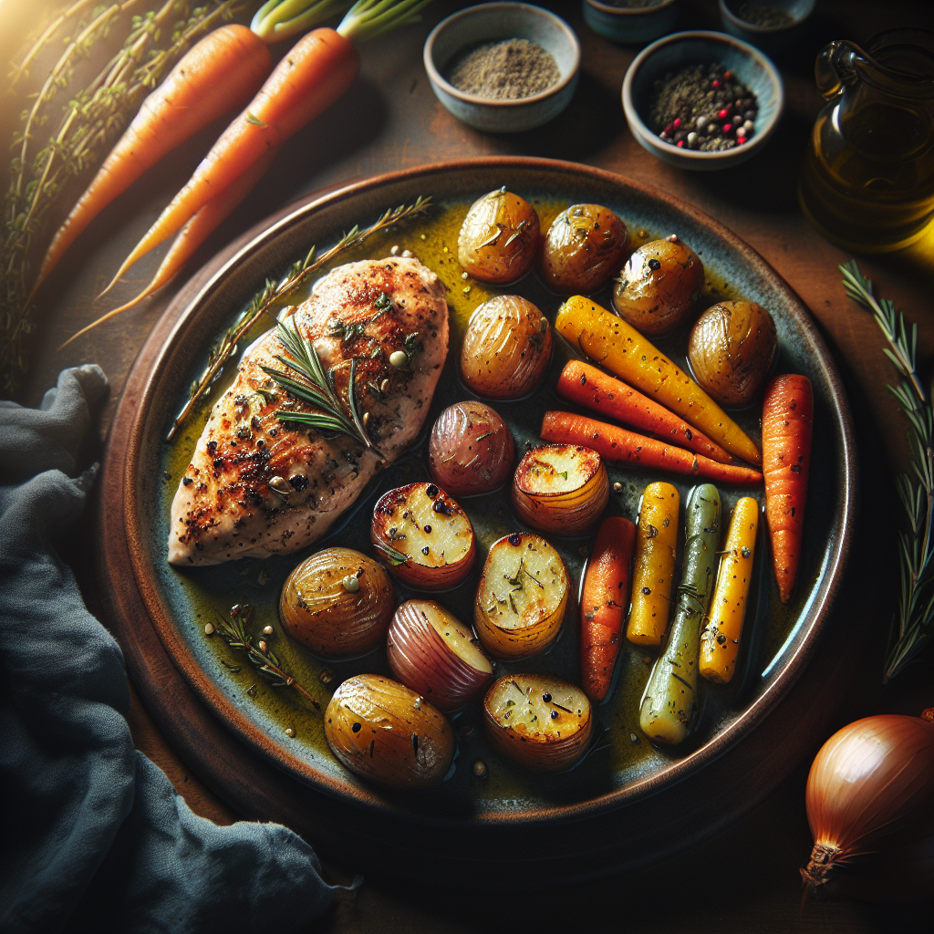 Sheet-Pan Herb-Rubbed Chicken with Roasted Baby Potatoes & Rainbow Carrots