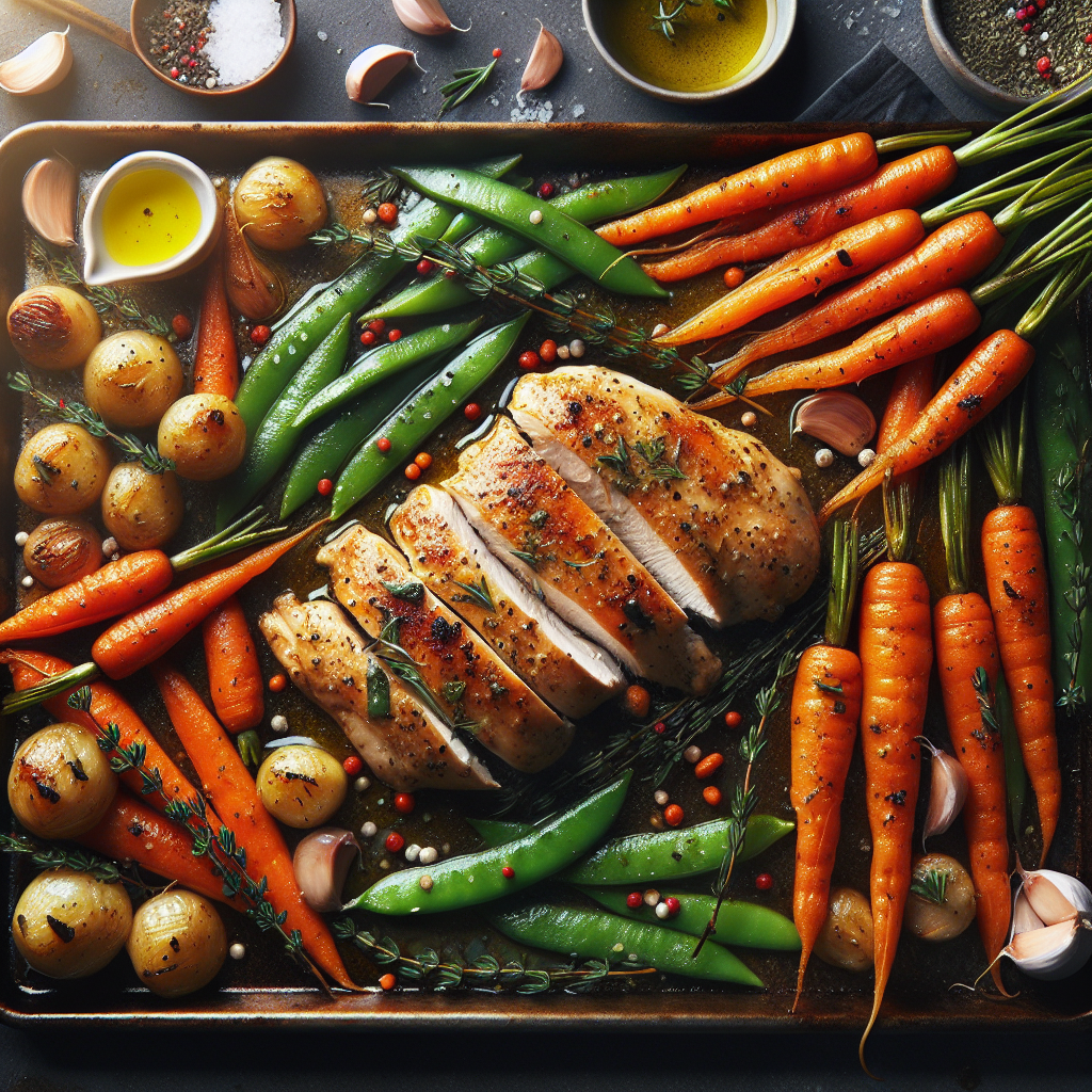 Sheet-Pan Herbed Chicken with Roasted Baby Carrots & Sugar Snap Peas