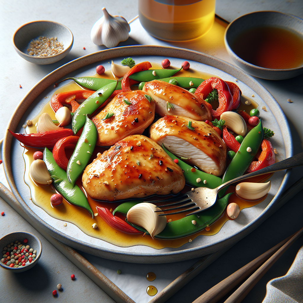 Sheet-Pan Honey-Garlic Chicken with Snap Peas & Red Bell Pepper