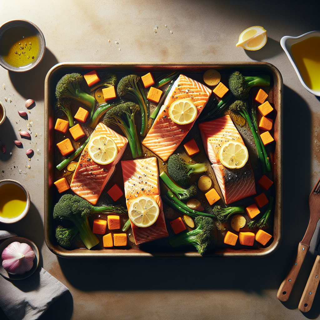 Sheet-Pan Honey-Garlic Salmon with Roasted Broccolini & Sweet Potatoes