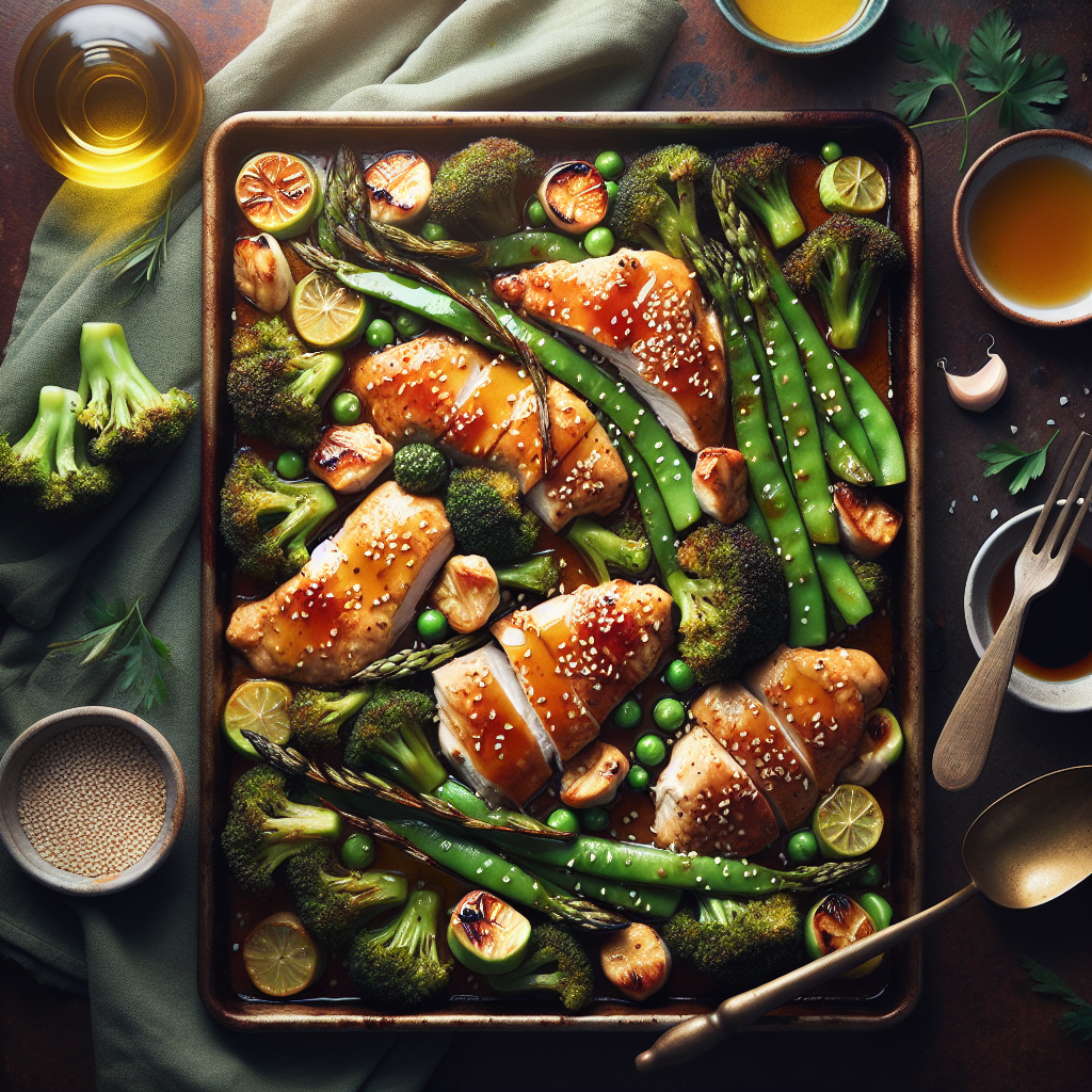 Sheet-Pan Honey-Sesame Chicken with Roasted Broccoli & Snap Peas