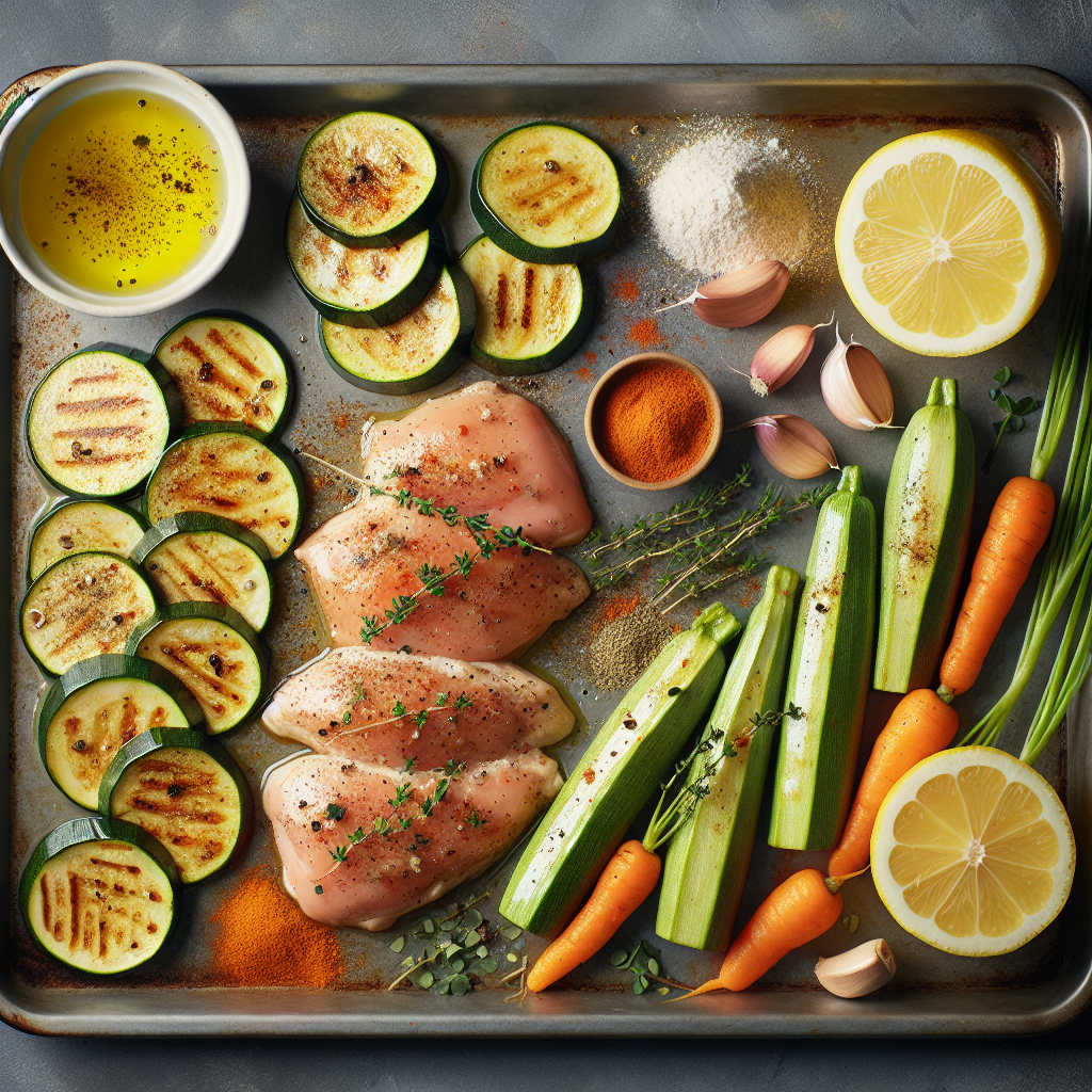 Sheet-Pan Lemon-Paprika Chicken with Roasted Zucchini & Baby Carrots