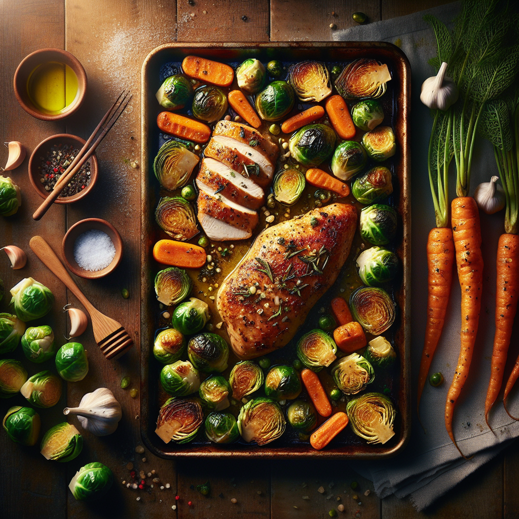 Sheet-Pan Maple-Garlic Chicken with Roasted Brussels Sprouts & Carrots