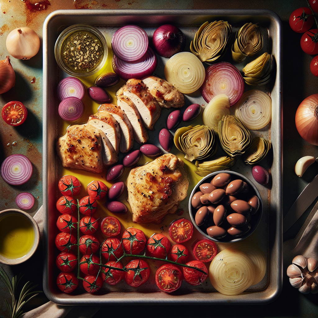 Sheet-Pan Mediterranean Chicken with Roasted Artichokes & Cherry Tomatoes