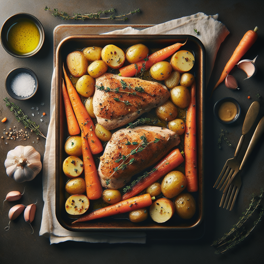 Sheet-Pan Mustard-Thyme Chicken with Roasted Carrots & Fingerling Potatoes
