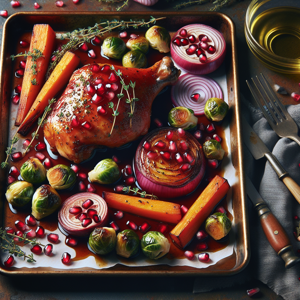 Sheet-Pan Pomegranate-Glazed Chicken with Roasted Parsnips & Brussels Sprouts (Gluten-Free, Slow-Cooker Prep Option)