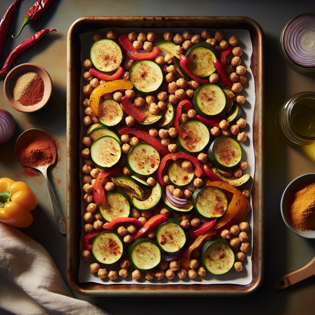 Sheet-Pan Smoky Chipotle Chickpeas with Roasted Zucchini & Red Peppers