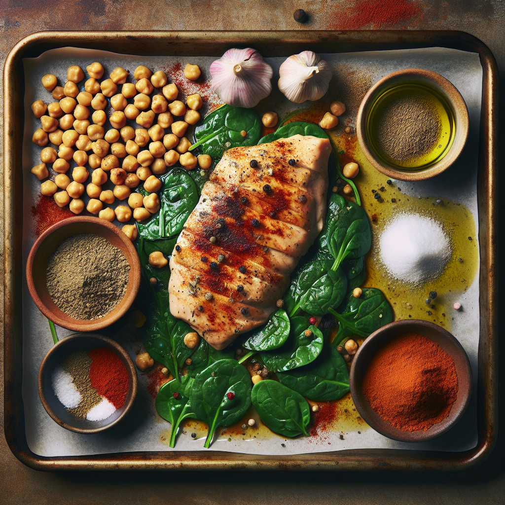 Sheet-Pan Smoky Paprika Chicken with Roasted Chickpeas & Spinach