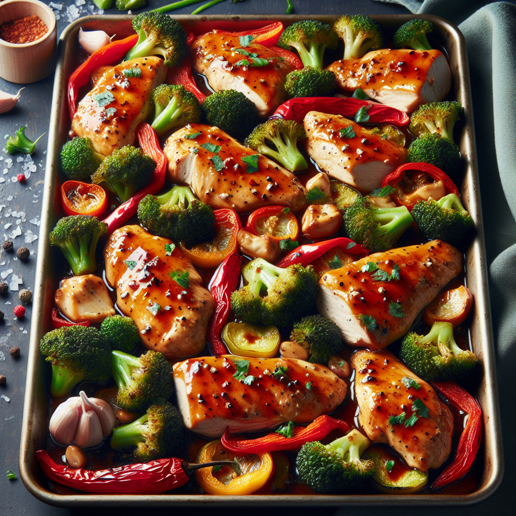 Sheet-Pan Sweet Chili Chicken with Roasted Broccoli & Red Bell Pepper