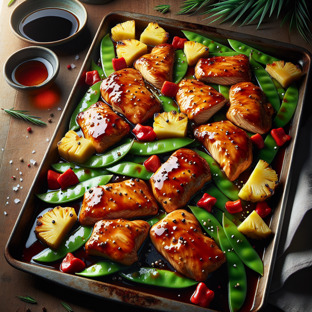 Sheet-Pan Teriyaki Chicken with Roasted Pineapple & Snow Peas