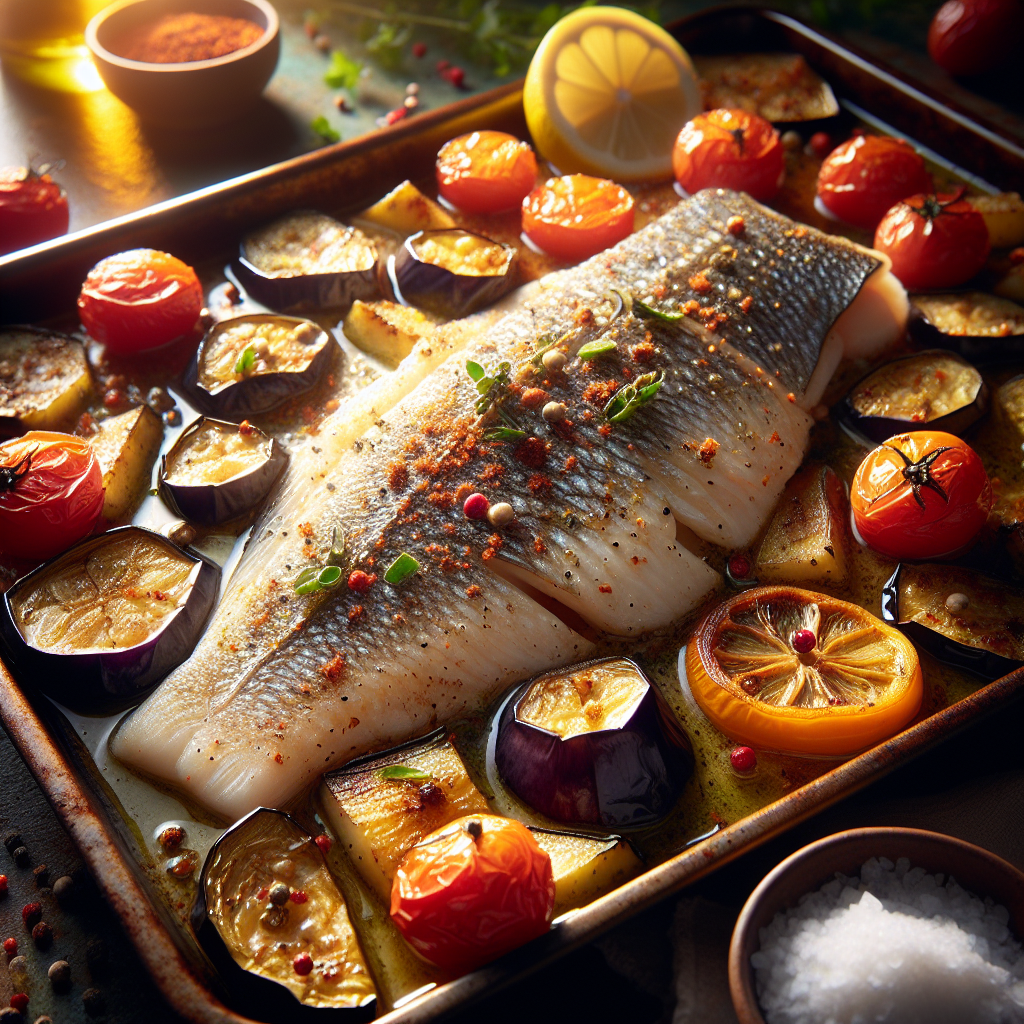 Sheet-Pan Za’atar White Fish with Roasted Eggplant & Cherry Tomatoes