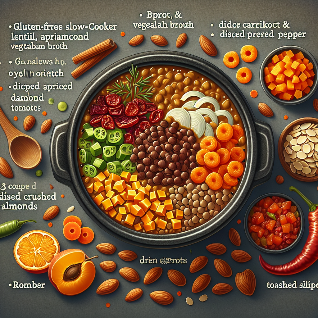 Slow-Cooker Moroccan Lentil, Apricot & Almond Tagine (Gluten-Free, One-Pot Recipe)