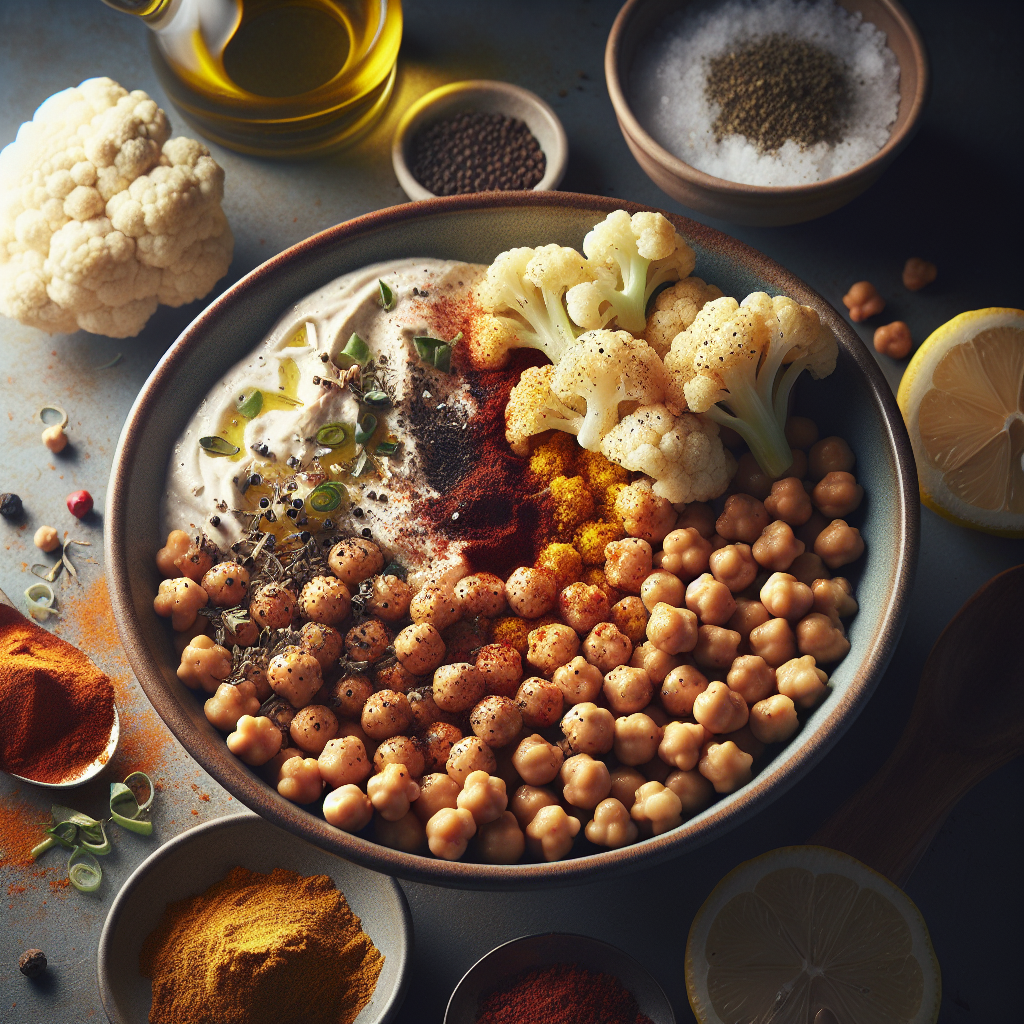 Smoky Chickpea & Roasted Cauliflower Bowl with Lemon-Garlic Tahini