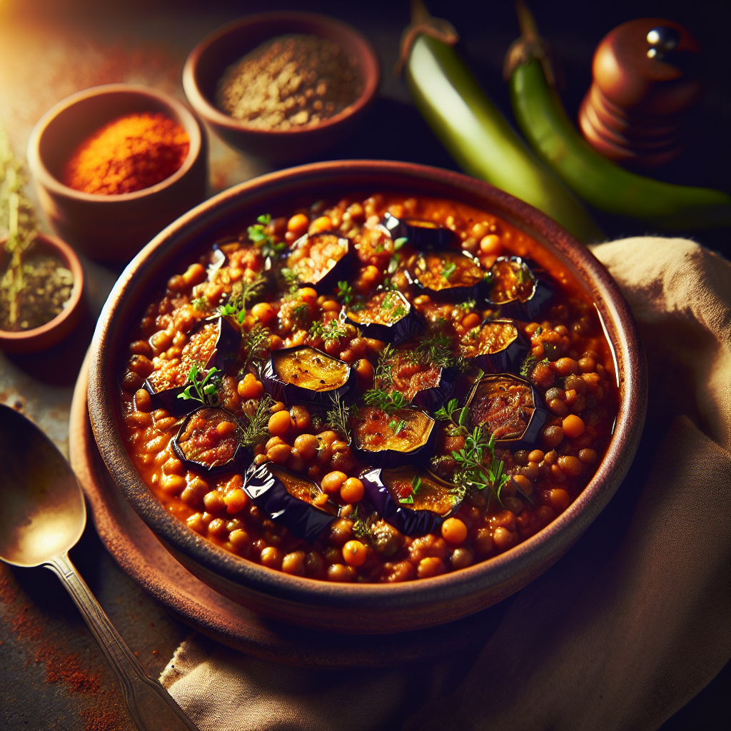 Smoky Lentil and Roasted Eggplant Stew with Fresh Herbs (Gluten-Free, Stovetop)