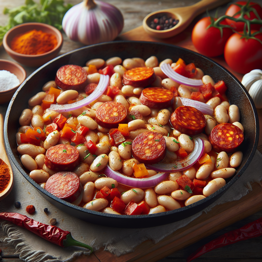 Spanish-Style White Bean and Chorizo Skillet with Smoked Paprika