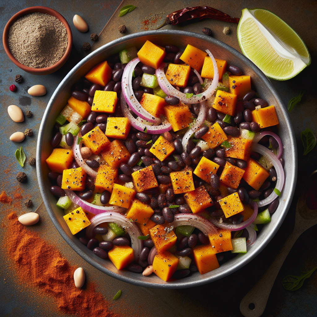 Spiced Black Bean & Roasted Butternut Squash Salad with Lime Vinaigrette