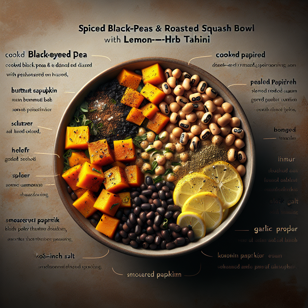 Spiced Black-Eyed Pea & Roasted Squash Bowl with Lemon-Herb Tahini