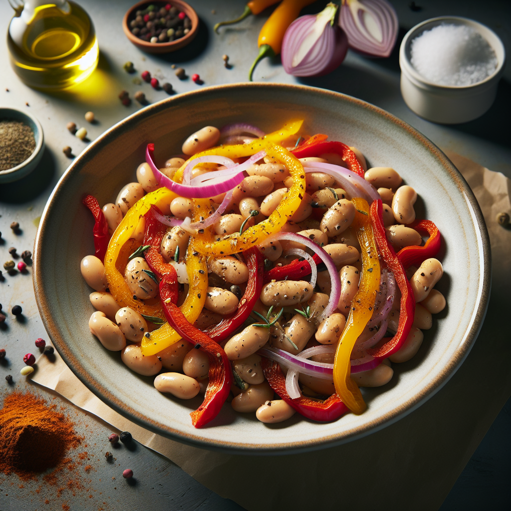 Spiced Cannellini Bean & Roasted Pepper Salad with Lemon-Herb Vinaigrette