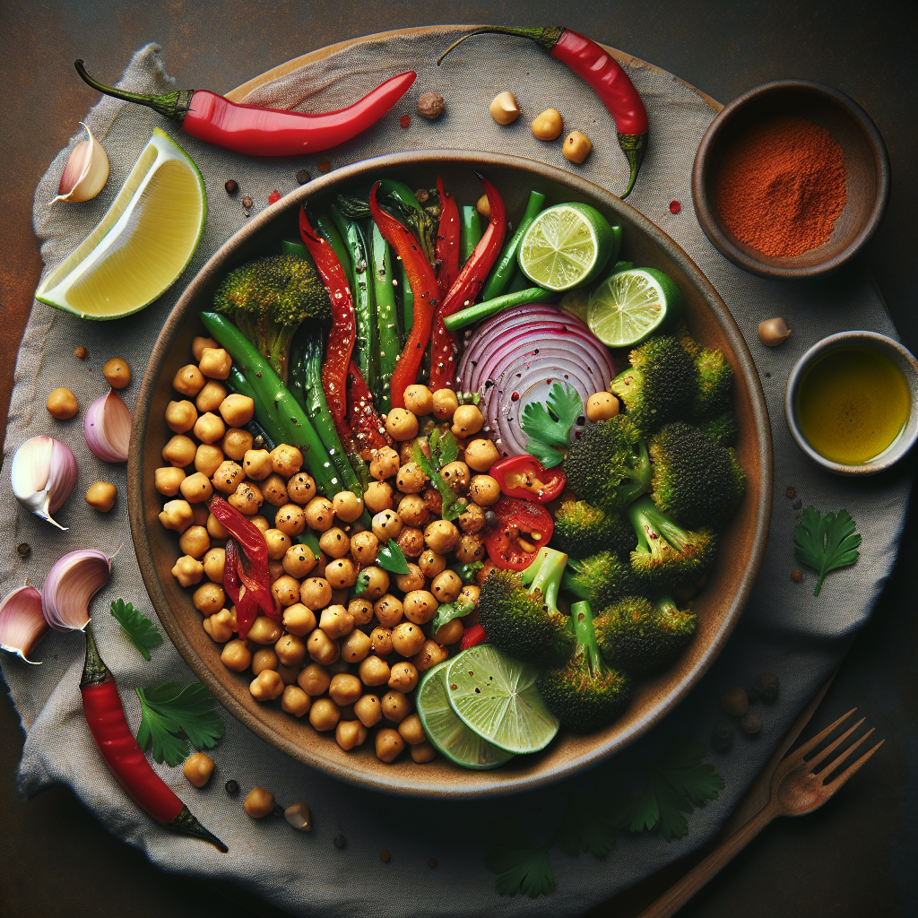Spicy Chickpea & Charred Broccoli Stir-Fry with Garlic-Lime Sauce