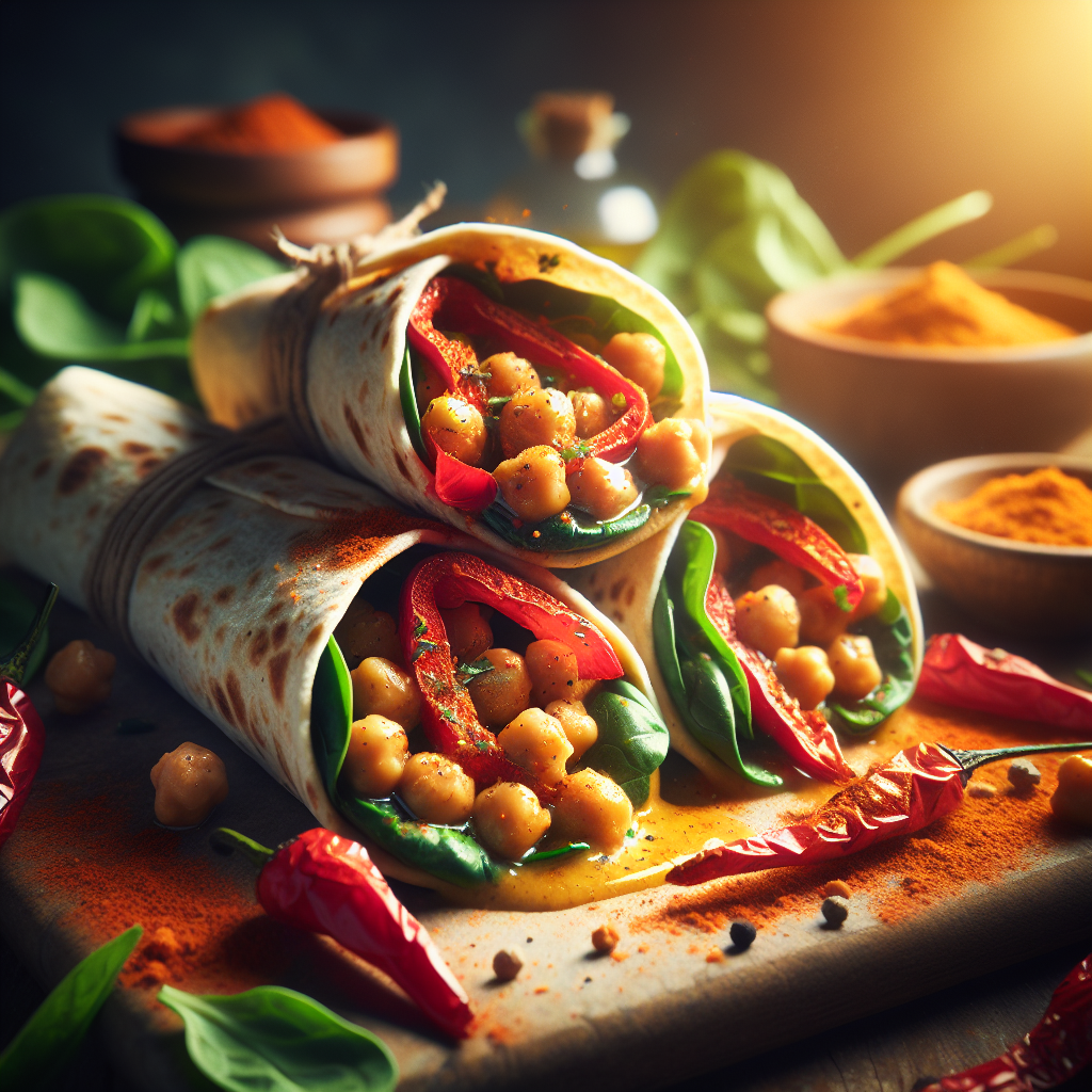 Toasted Chickpea & Roasted Pepper Wraps with Lemon-Garlic Tahini Sauce