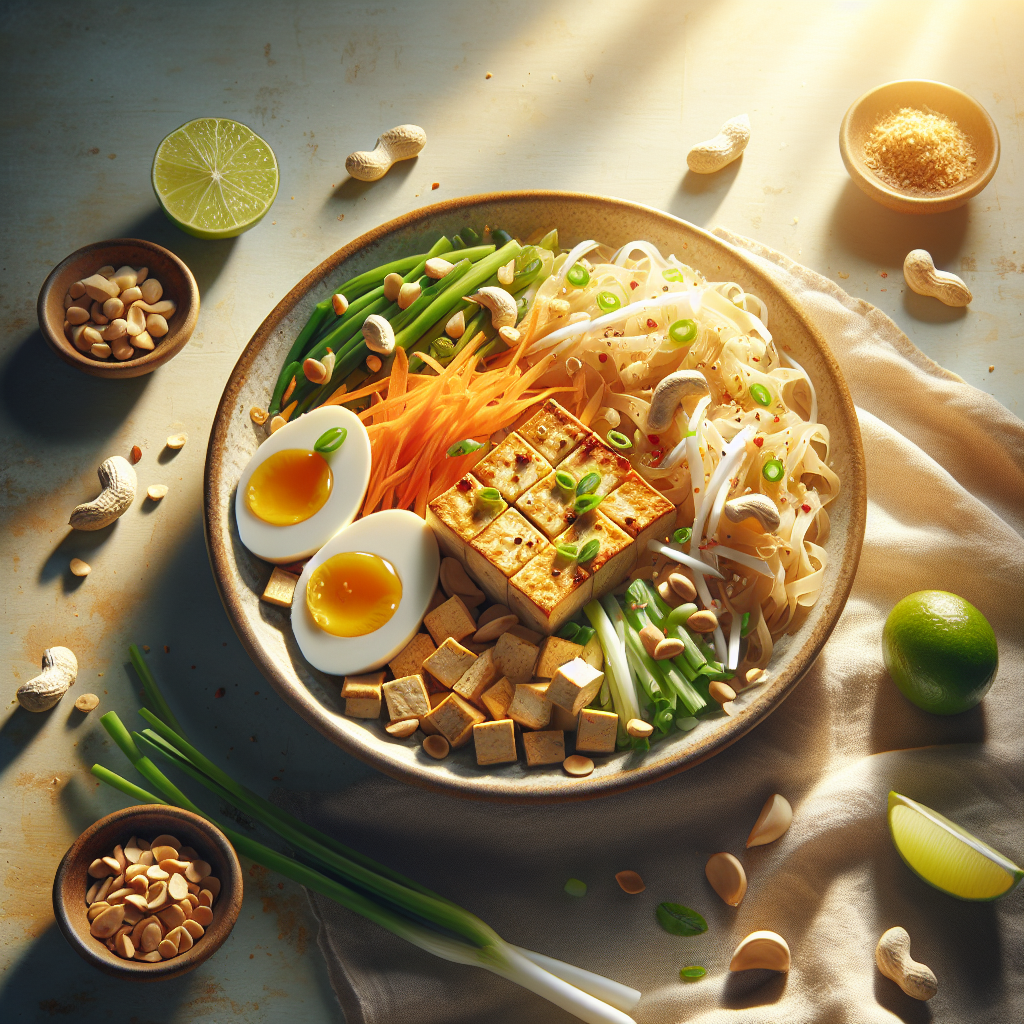 Tofu Pad Thai with Crunchy Peanuts and Fresh Lime Wedges