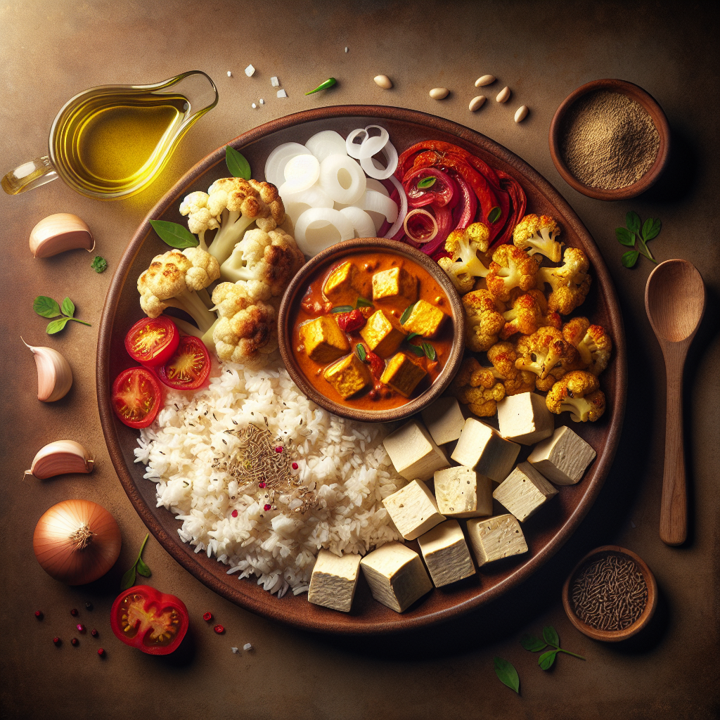 Tofu Tikka Masala with Roasted Cauliflower and Cumin Basmati Rice
