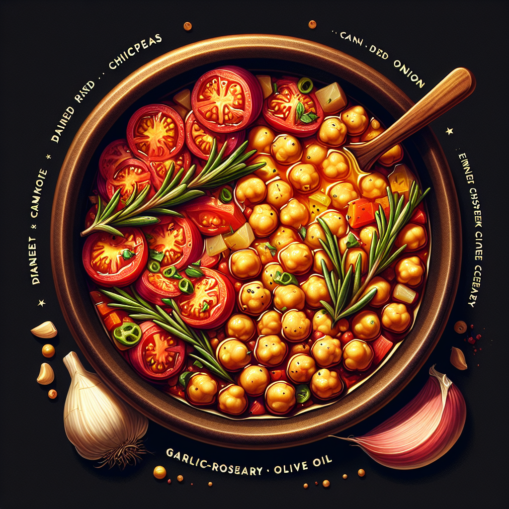 Tuscan Chickpea & Tomato Stew with Garlic-Rosemary Olive Oil Drizzle