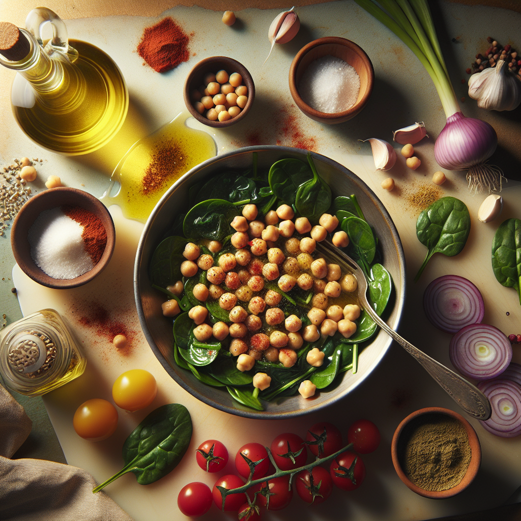 Zesty Chickpea & Spinach Sauté with Lemon-Tahini Sauce